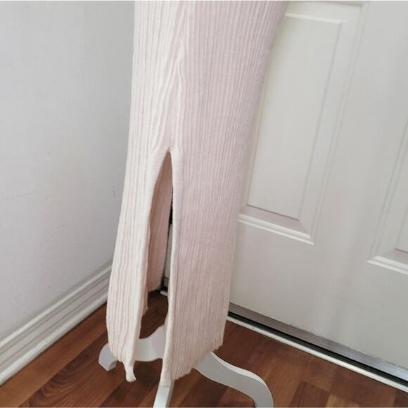 Anthropologie Pink Ribbed Knit Cut-Out Midi Dress Bodycon Y2K Party Clubwear - Picture 7 of 9